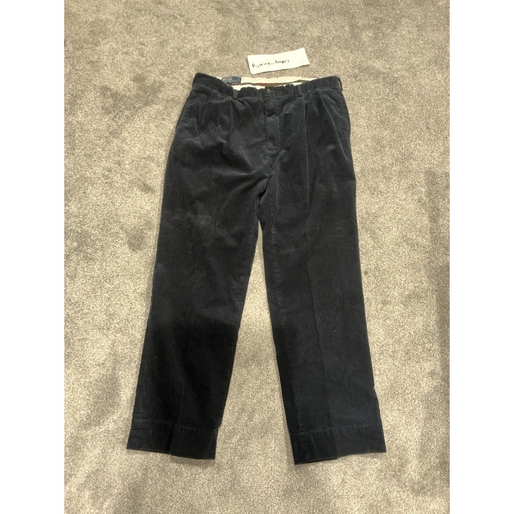Vintage Polo Ralph Lauren‎ Men's Corduroy Hammond Pants Measure 38x30 Navy Blue